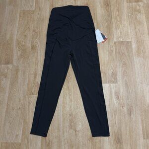 ISABEL MATERNITY ACTIVE POCKET LEGGINGS OVER BELLY STRETCH ANKLE BLACK NEW